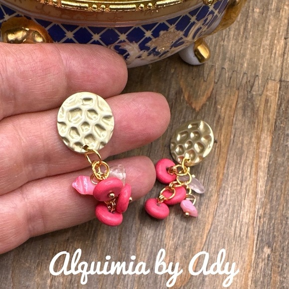 Alquimia by Ady Pink and Gold Earrings - Picture 2 of 7